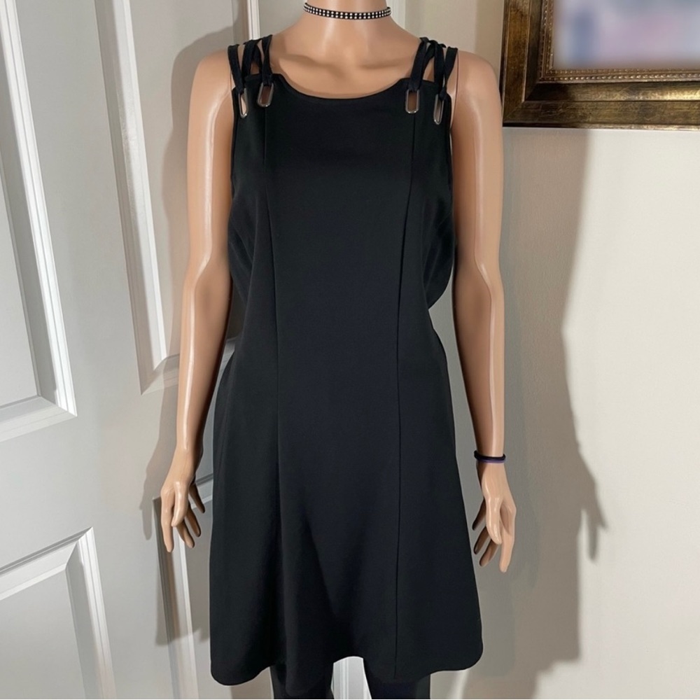 Free People Black Backless Dress With Silver Hoops